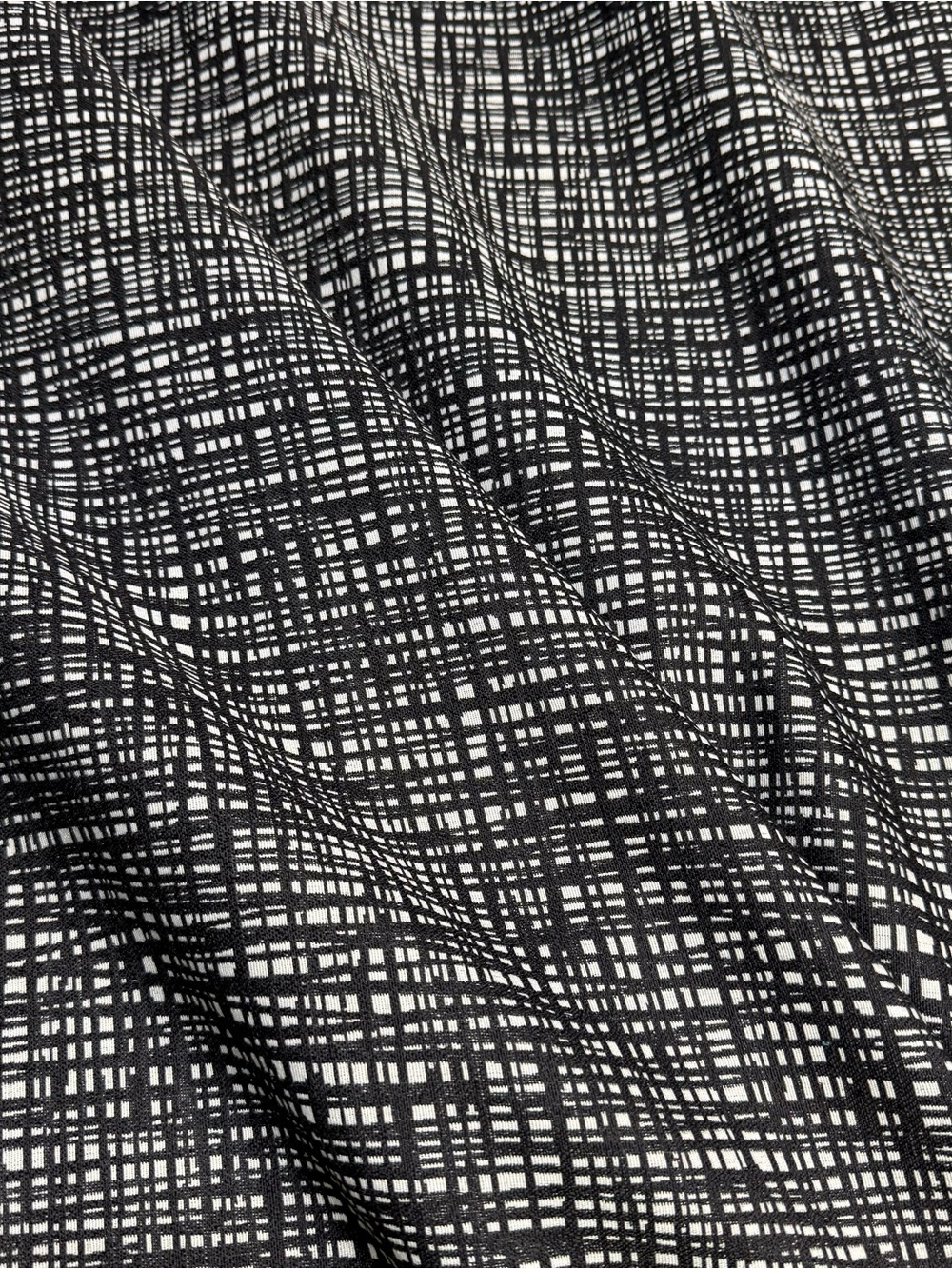 Fabric By The Yard Black And White Abstract Crosshatch Polyester Upholstery